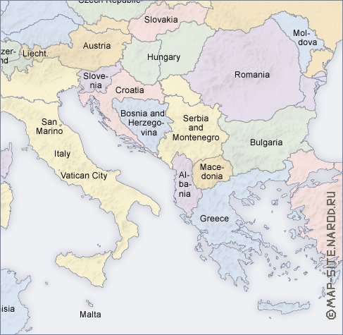 Politico mapa de Europa em ingles