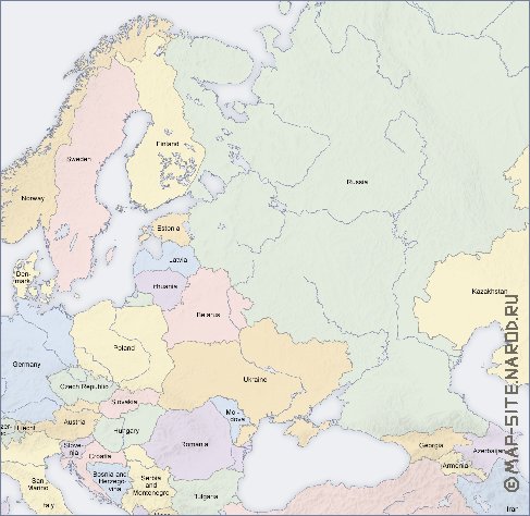 Politico mapa de Europa em ingles