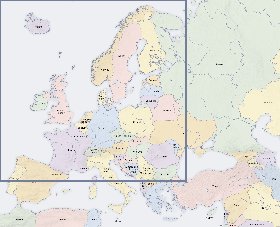 Politico mapa de Europa em ingles