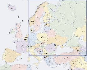 Politico mapa de Europa em ingles