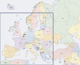 Politico mapa de Europa em ingles