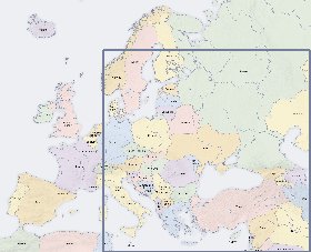 Politico mapa de Europa em ingles