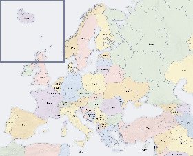 Politico mapa de Europa em ingles