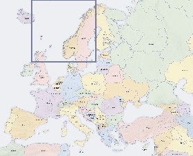 Politico mapa de Europa em ingles