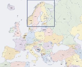 Politico mapa de Europa em ingles