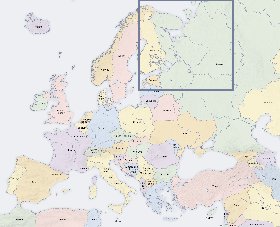 Politico mapa de Europa em ingles