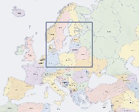 Politico mapa de Europa em ingles