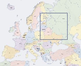 Politico mapa de Europa em ingles