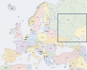 Politico mapa de Europa em ingles