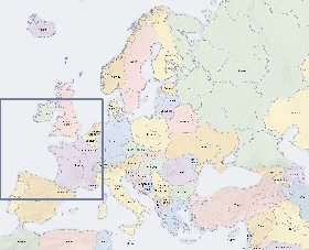 Politico mapa de Europa em ingles