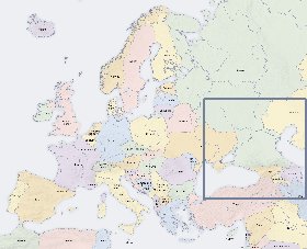 Politico mapa de Europa em ingles