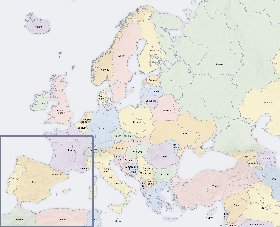 Politico mapa de Europa em ingles