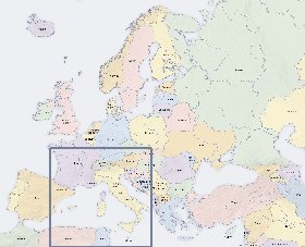 Politico mapa de Europa em ingles