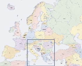 Politico mapa de Europa em ingles