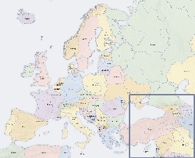 Politico mapa de Europa em ingles