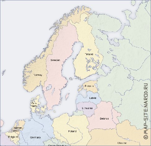 Politico mapa de Europa em ingles