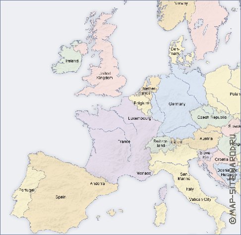 Politico mapa de Europa em ingles