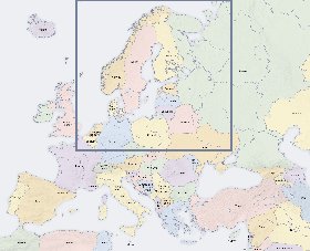 Politico mapa de Europa em ingles