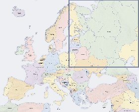 Politico mapa de Europa em ingles