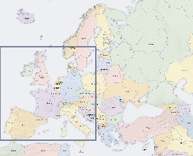 Politico mapa de Europa em ingles