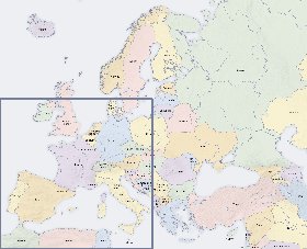 Politico mapa de Europa em ingles