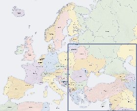 Politico mapa de Europa em ingles