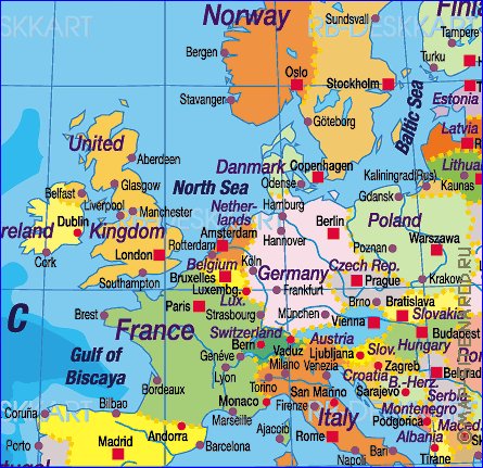 Politique carte de Europe en allemand