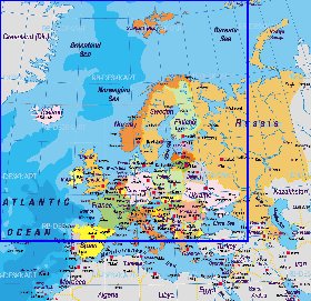 Politique carte de Europe en allemand