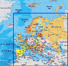 Politique carte de Europe en allemand