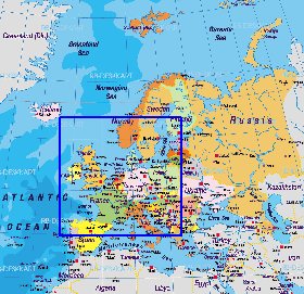 Politico mapa de Europa em alemao