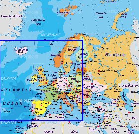 Politico mapa de Europa em alemao