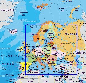 Politique carte de Europe en allemand