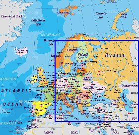 Politico mapa de Europa em alemao