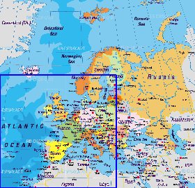 Politique carte de Europe en allemand